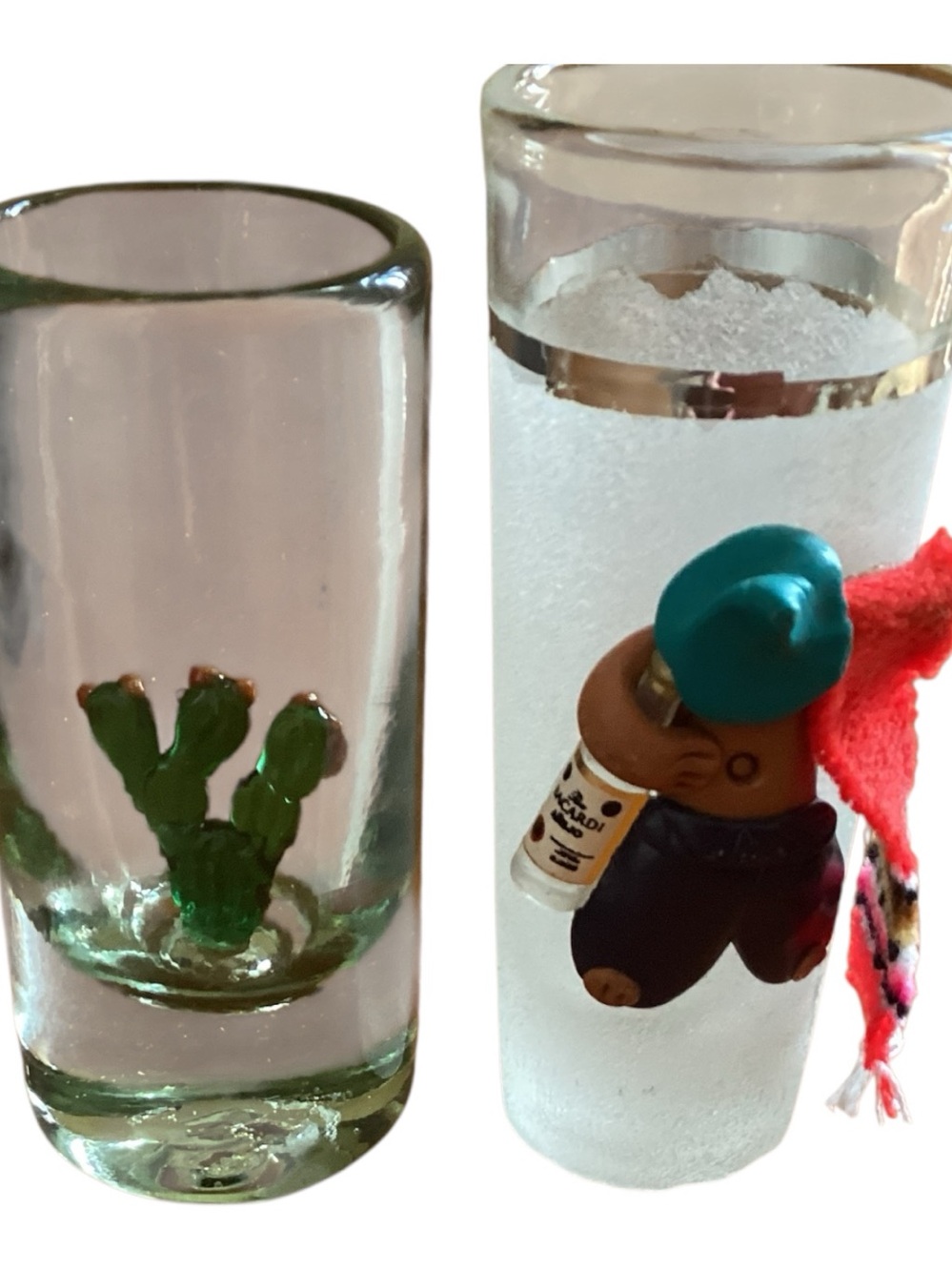 Mexico Novelty Vintage Souvenir Shot Glass Set of Two